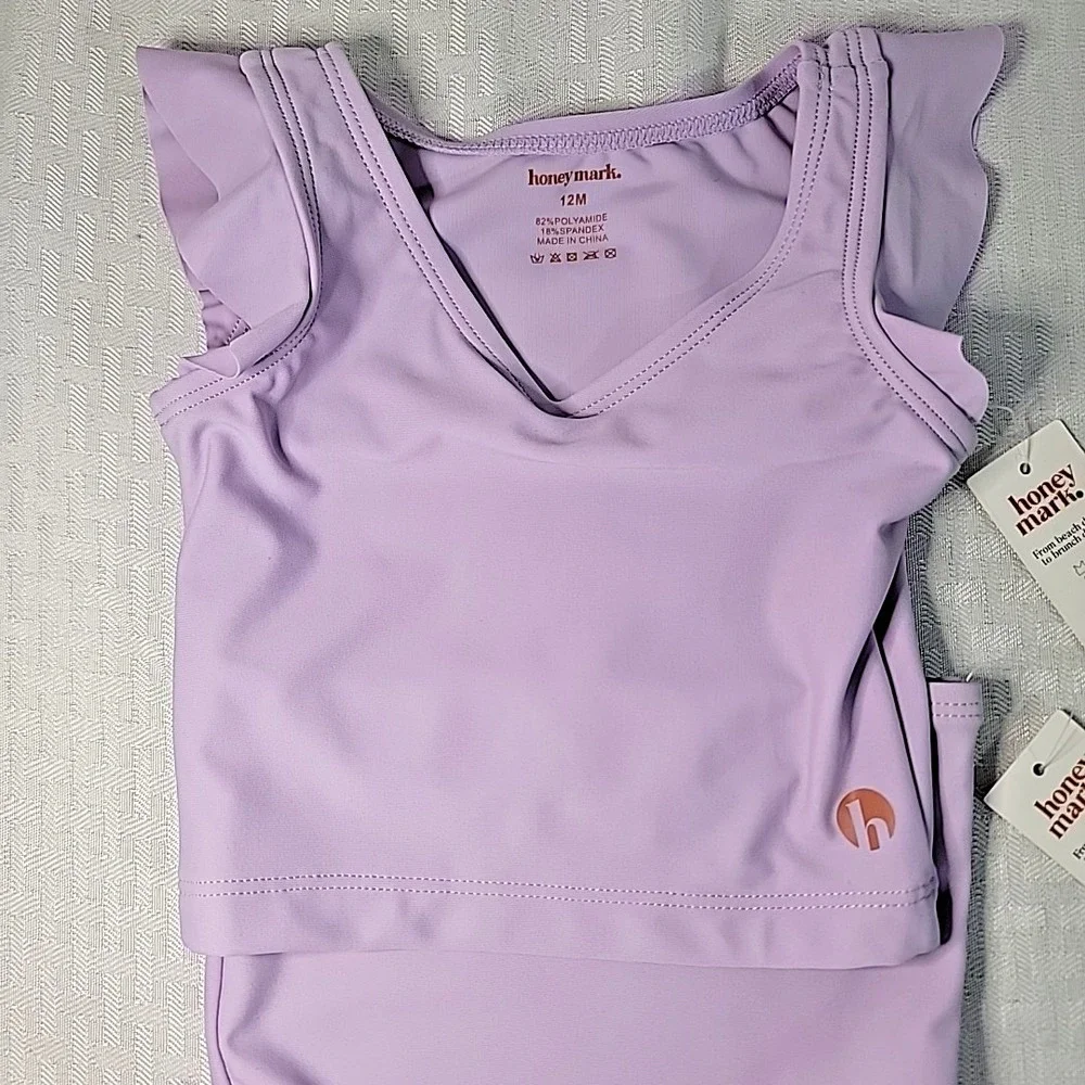Honey Mark Baby Girls‎ Lavender Ruffle Tankini Swimsuit 12M NWT 2 Piece